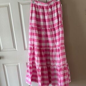 Red Dress Aura Pink Gingham Maxi Skirt